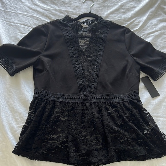 Tops - NEW black lace scobe shirt